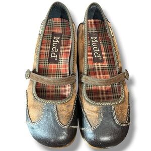 Mudd Croquet Brown and Tan Mary Jane Flats